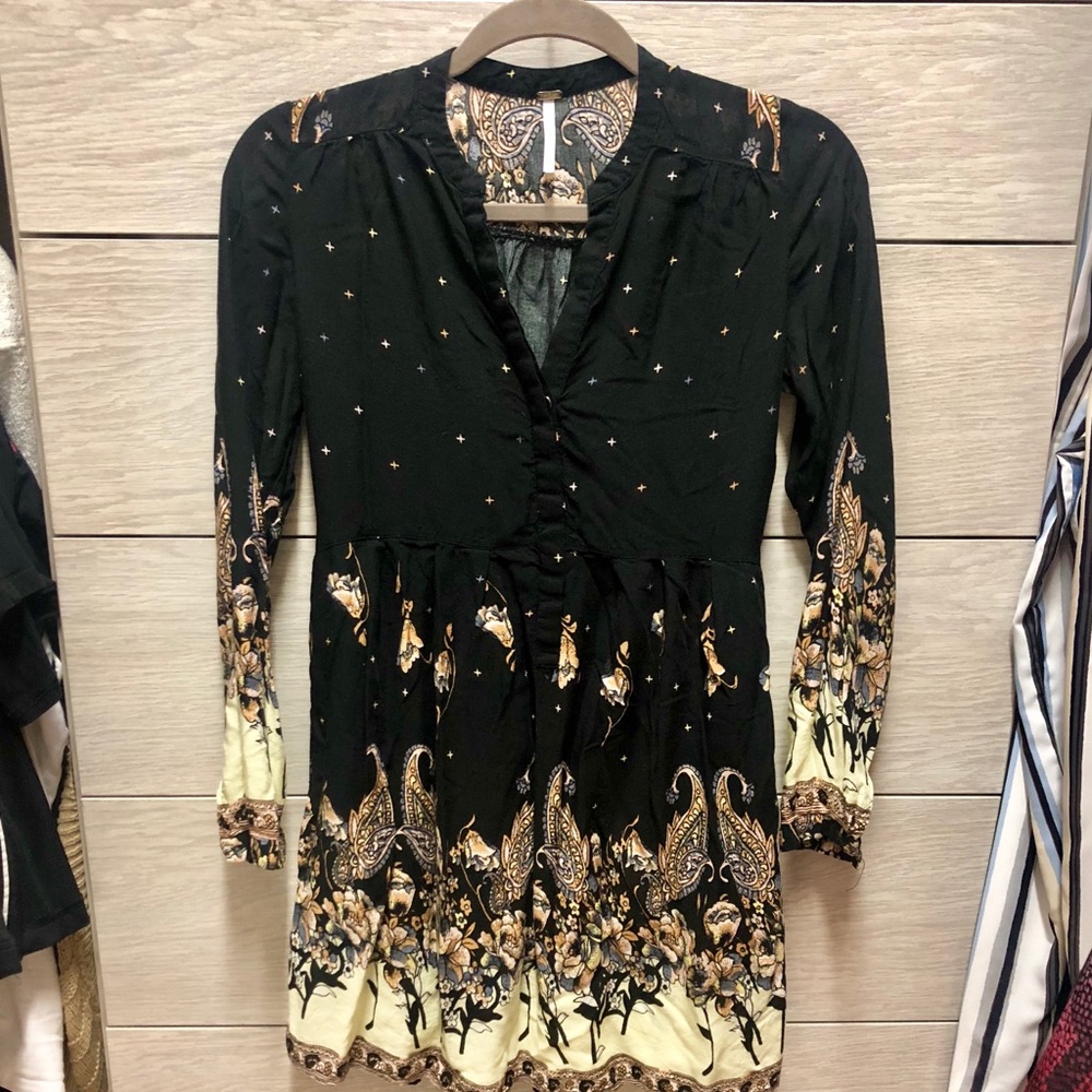 Free People Black long sleeve dress size xs